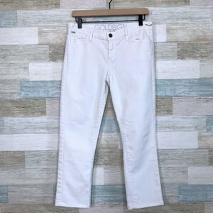 Goldsign Misfit Crop Jeans White Mid Rise Straight Leg 26" Inseam Womens 29